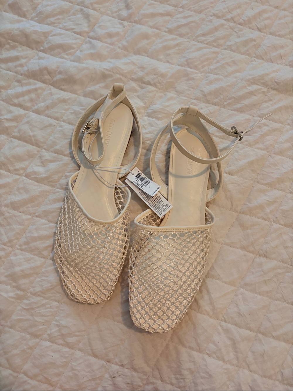 Old Navy Cream Woven Ankle-Strap Mules